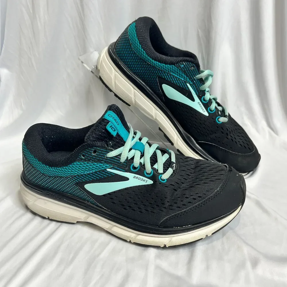 Brooks Dyad 10‎ Running Shoes Womens Size 7 Black Teal Athletic Sneakers